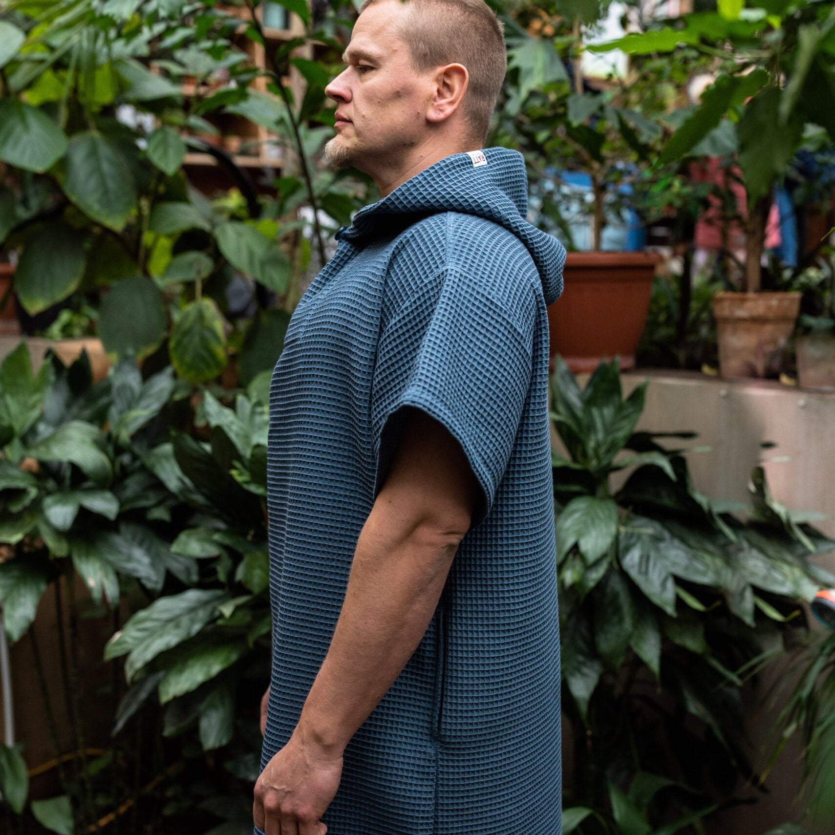 Short-Sleeve Surf Poncho - Cotton Waffle