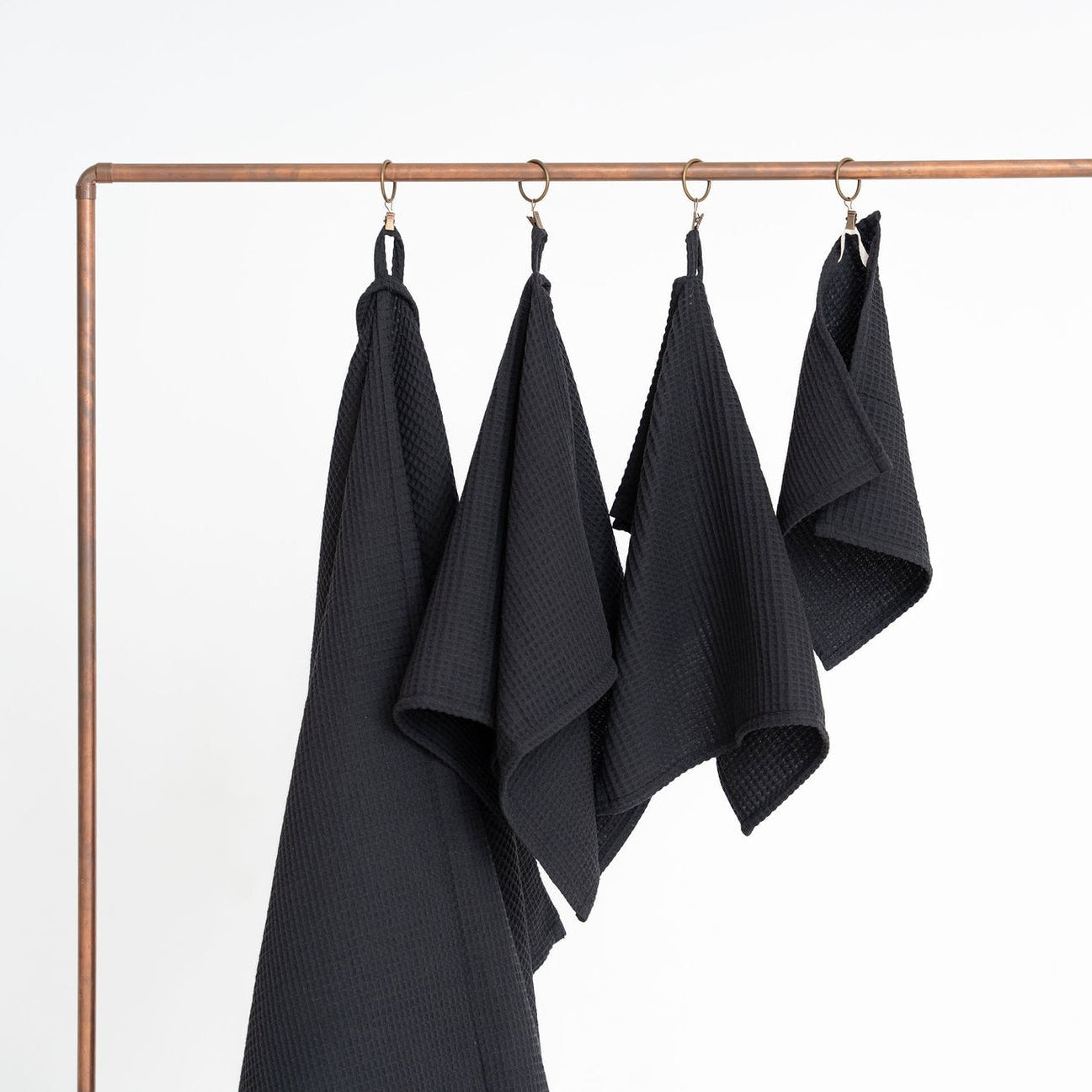 Organic Waffle Cotton Towel - Black