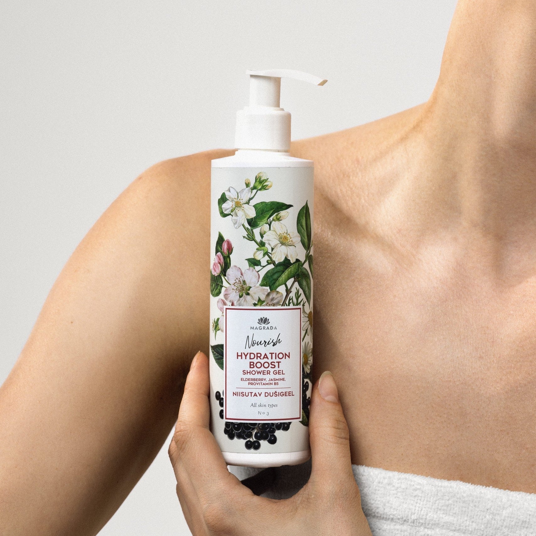 Moisturizing Shower Gel With Elderberry And Jasmine, 250 ml