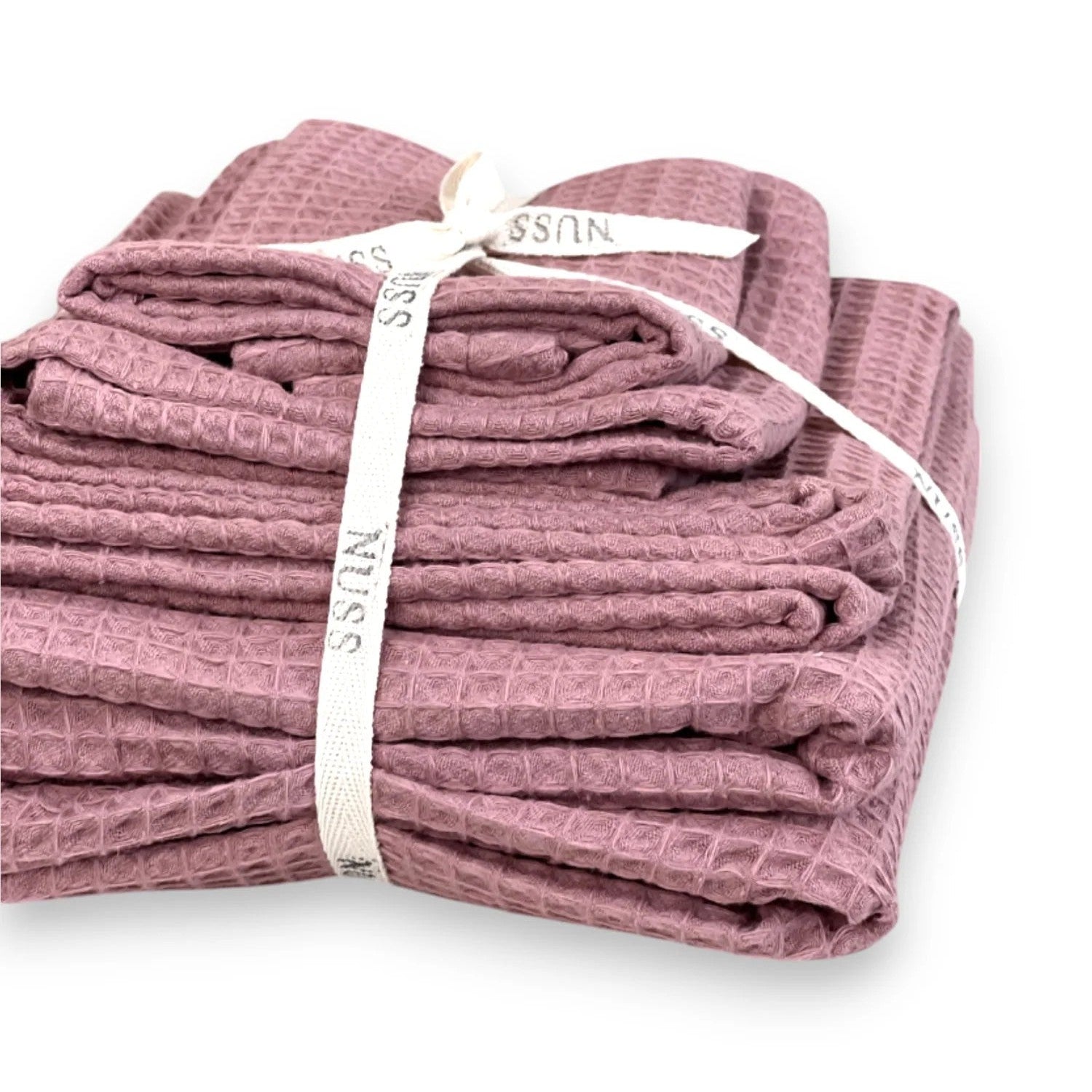Organic Waffle Cotton Towel - Old Pink