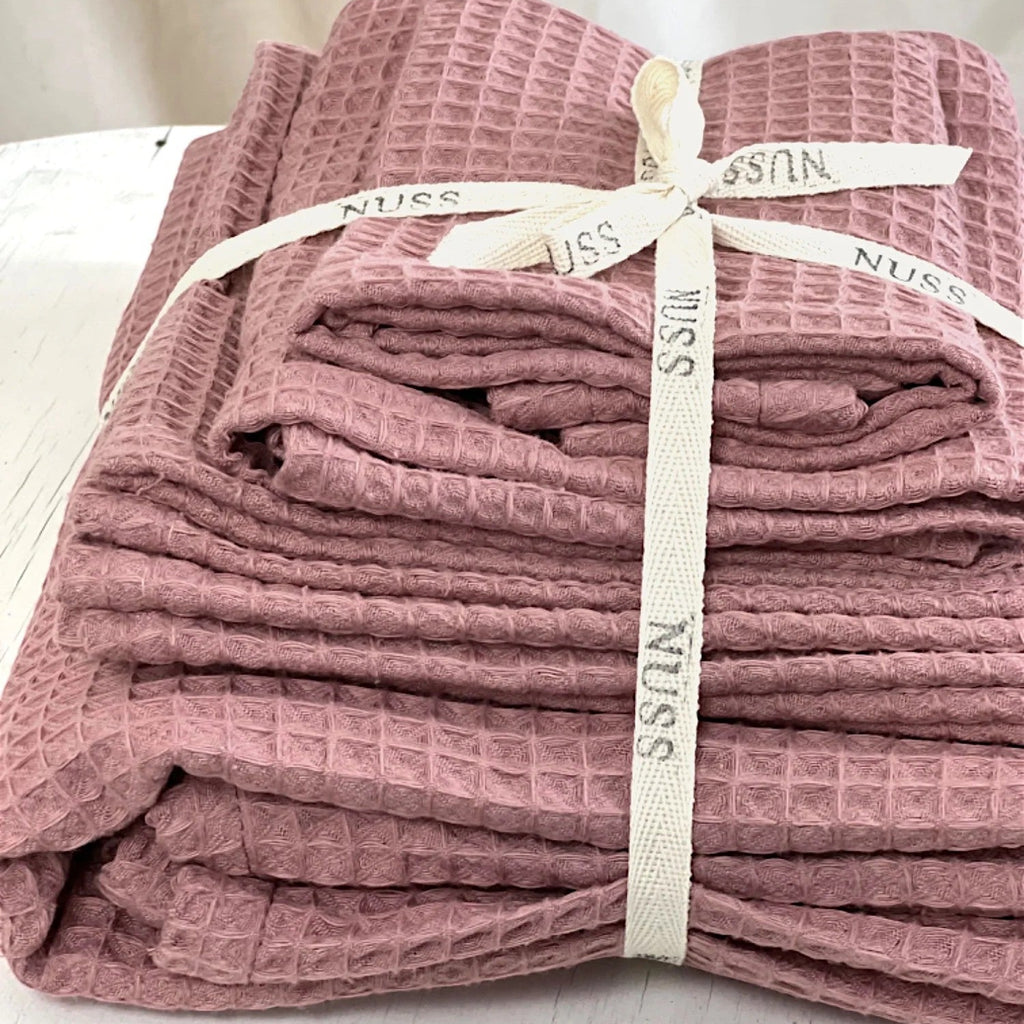 Organic Waffle Cotton Towel - Old Pink